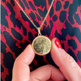 Vintage 1960s Round Engraved 9ct Gold Locket Necklace