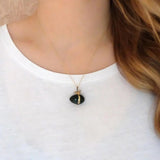 Vintage 1960s Silver Gilt Jade Bow Egg Pendant Necklace