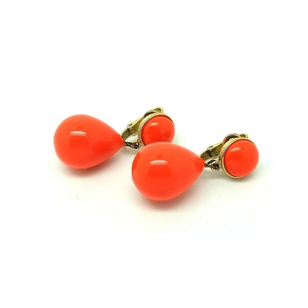 Vintage 1960s Trifair Orange Clip Earrings