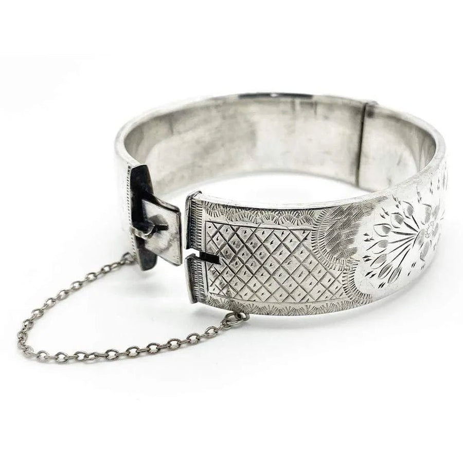 Vintage 1960s Wide Silver Bangle Bracelet