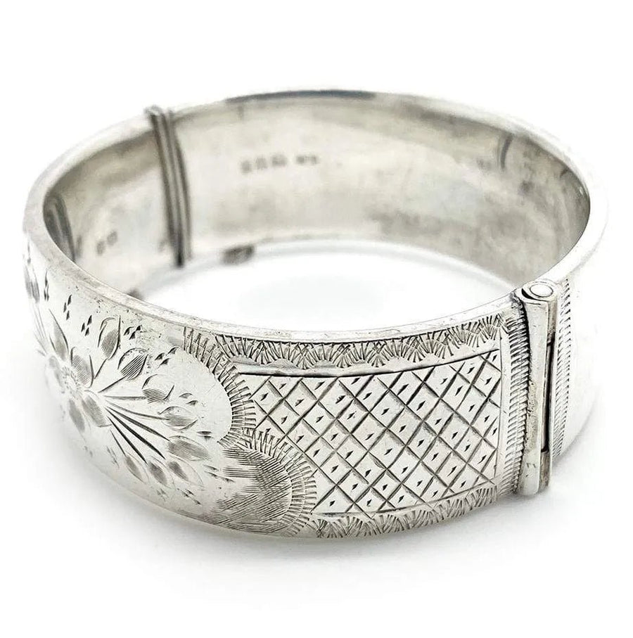 Vintage 1960s Wide Silver Bangle Bracelet