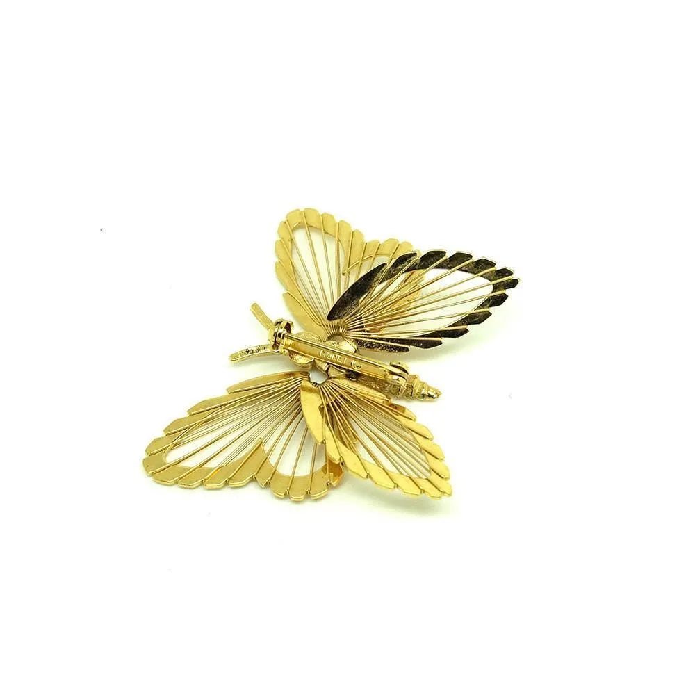 Vintage 1961 Spinneret Monet Gold Butterfly Brooch, view 5