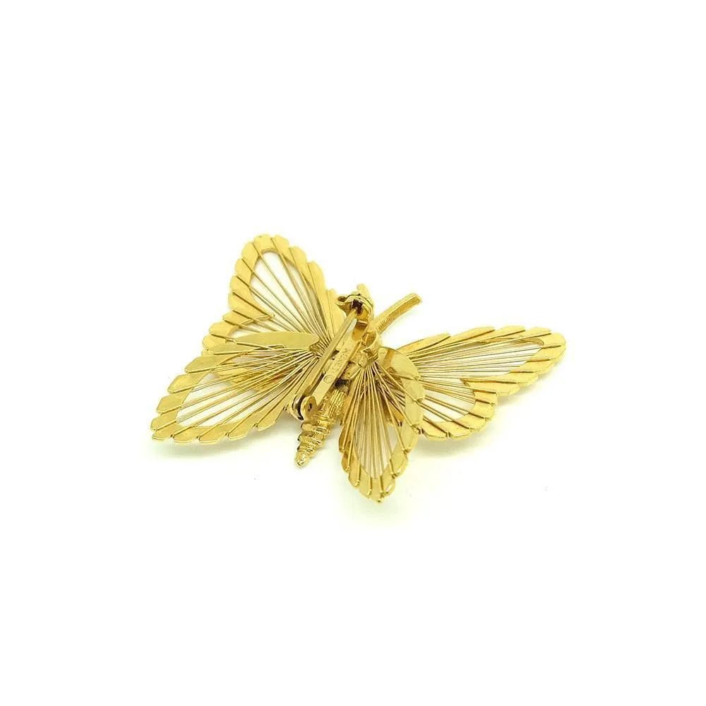 Vintage 1961 Spinneret Monet Gold Butterfly Brooch, view 6