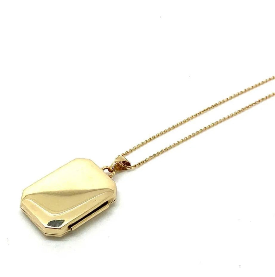 Vintage 1970s 9ct Gold Rectangular Locket Necklace