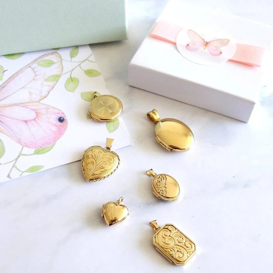 Vintage 1970s 9ct Gold Rectangular Locket Necklace