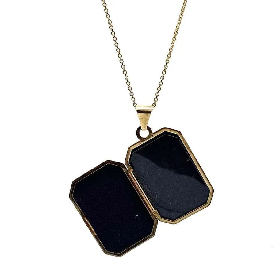 Vintage 1970s 9ct Gold Rectangular Locket Necklace