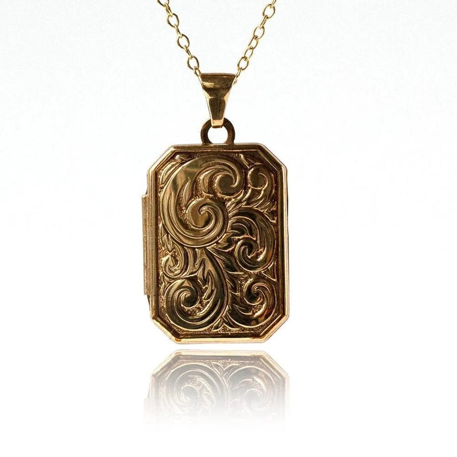 Vintage 1970s 9ct Gold Rectangular Locket Necklace