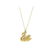 Vintage 1970s 9ct Gold Swan Charm Pendant Necklace