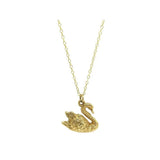 Vintage 1970s 9ct Gold Swan Charm Pendant Necklace