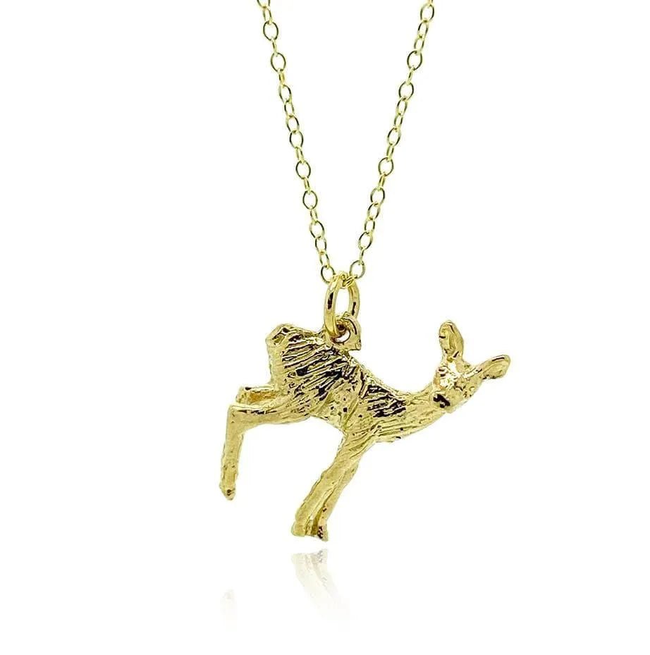 Vintage 1970s 9ct Gold Vermeil Deer Charm Necklace, view 4