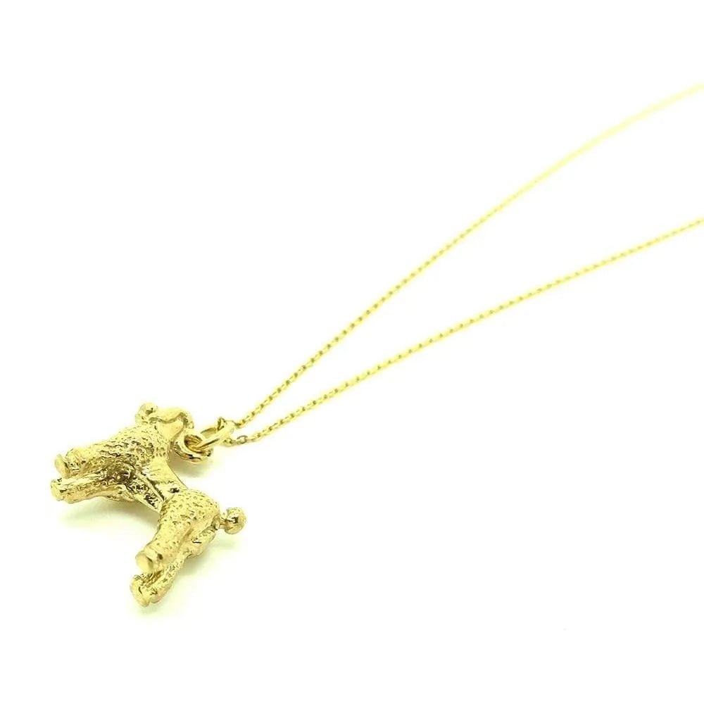 Vintage 1970s 9ct Gold Vermeil Poodle Dog Charm Necklace, view 4