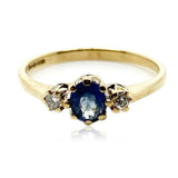 Vintage 1970s Ceylon Sapphire Diamond 9ct Gold Ring