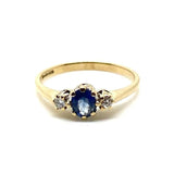 Vintage 1970s Ceylon Sapphire Diamond 9ct Gold Ring
