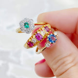 Vintage 1970s Ceylon Sapphire Diamond 9ct Gold Ring