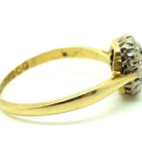 Vintage 1970s Diamond & Garnet Platinum Gold Ring (Size: L)