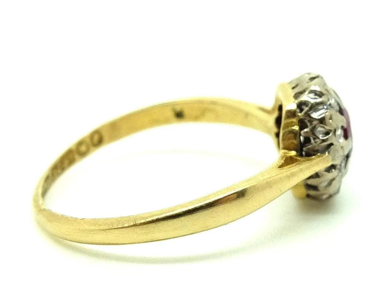 Vintage 1970s Diamond & Garnet Platinum Gold Ring (Size: L), view 2
