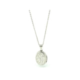 Vintage 1970s Engraved Ornate Oval Silver Locket Necklace
