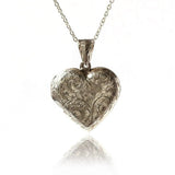 Vintage 1970s Flower Heart Locket Necklace