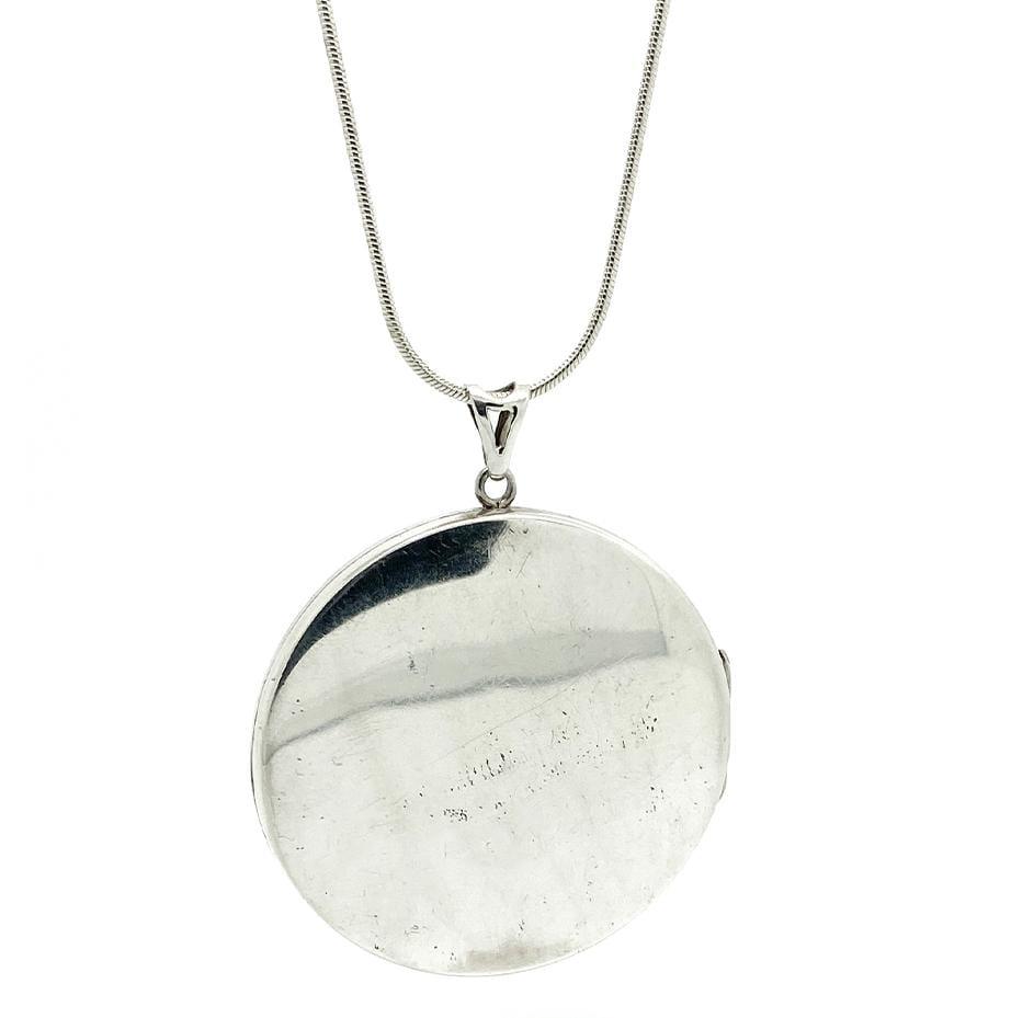 Vintage 1970s Large Round Locket Necklace, view 4