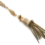 Vintage 1970s Long Gold Tone Tassel Necklace