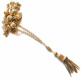 Vintage 1970s Long Gold Tone Tassel Necklace