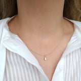 Vintage 1970s Opal 9ct Yellow Gold Tiny Necklace