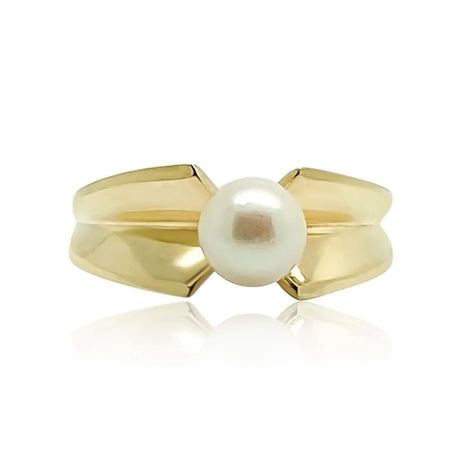 Vintage 1970s Pearl 9ct Gold Ring