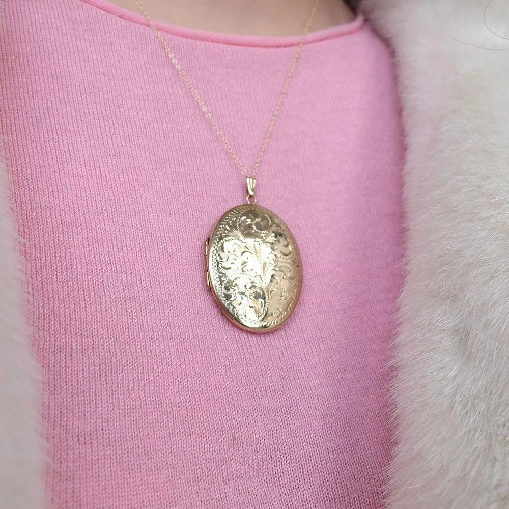 Vintage 1970s Rolled Gold Locket Necklace, view 3