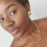 Vintage 1970s Rolled Gold Triple Cobra Chain Necklace