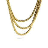 Vintage 1970s Rolled Gold Triple Cobra Chain Necklace