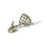 Vintage 1970s Silver Bird Cage Charm Necklace