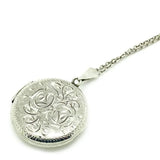 Vintage 1970s Silver Engraved Round Locket Necklace