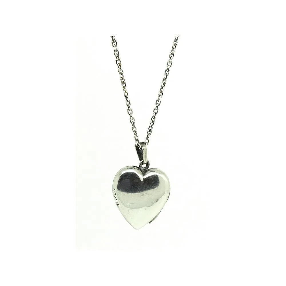Vintage 1970's Silver Heart Locket Necklace, view 2