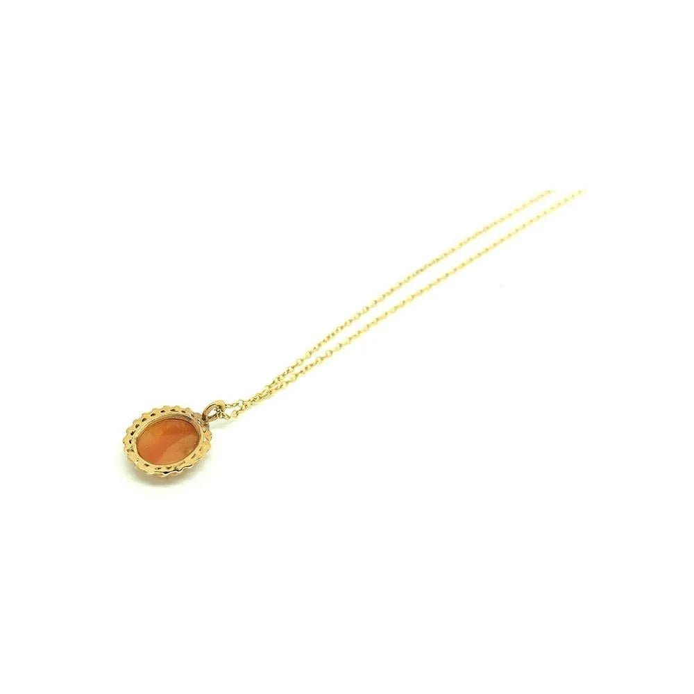 Vintage 1971 9ct Yellow Gold Cameo Necklace, view 3