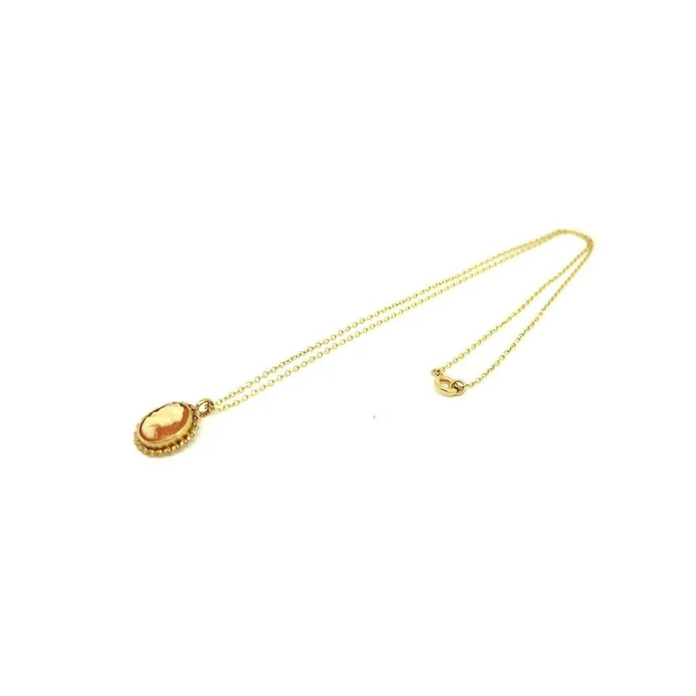 Vintage 1971 9ct Yellow Gold Cameo Necklace, view 6