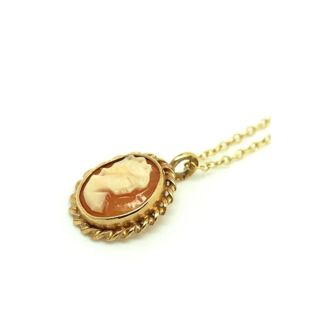 Vintage 1971 9ct Yellow Gold Cameo Necklace, view 4