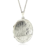Vintage 1976 Oval Swan Silver Locket Necklace