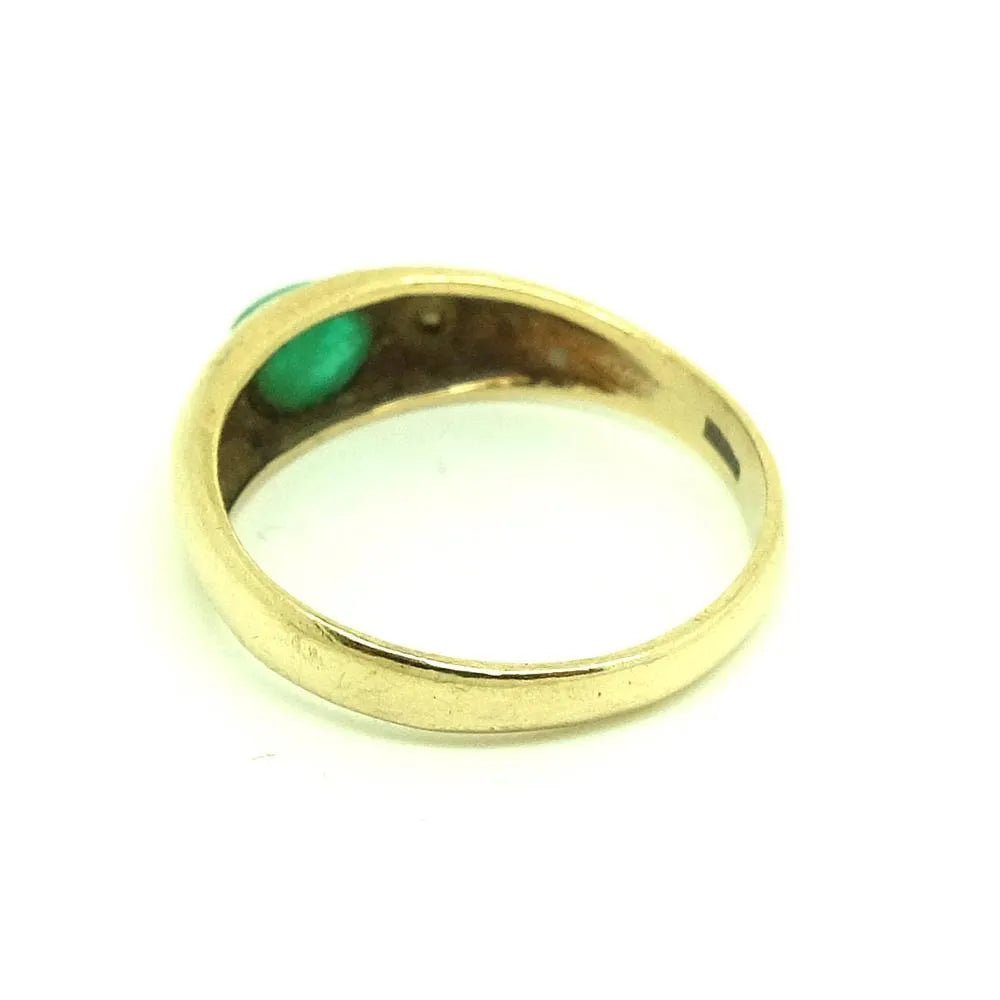 Vintage 1977 Emerald & Diamond 9ct Yellow Gold Ring, view 4