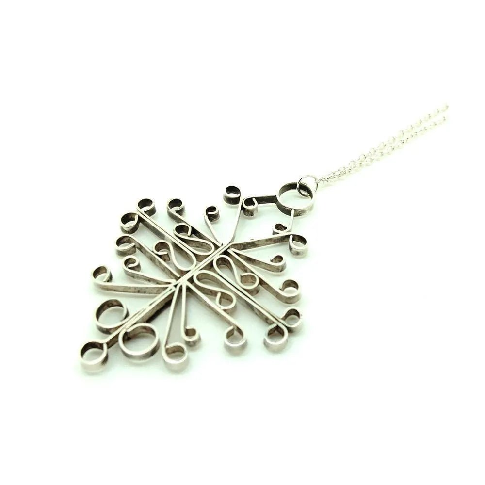 Vintage 1977 Ornate Sterling Silver Long Necklace, view 3