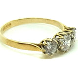 Vintage 1977 Three Stone 9ct Gold Ring (Size: M)