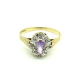 Vintage 1980s Amethyst & Diamond 9ct Gold Ring