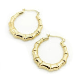 Vintage 1980s Bamboo 9ct Gold Hoop Earrings
