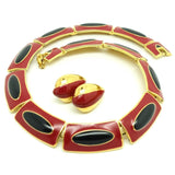 Vintage 1980s Designer Monet Enamel Necklace & Earring Set