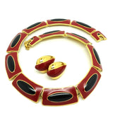 Vintage 1980s Designer Monet Enamel Necklace & Earring Set