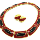 Vintage 1980s Designer Monet Enamel Necklace & Earring Set
