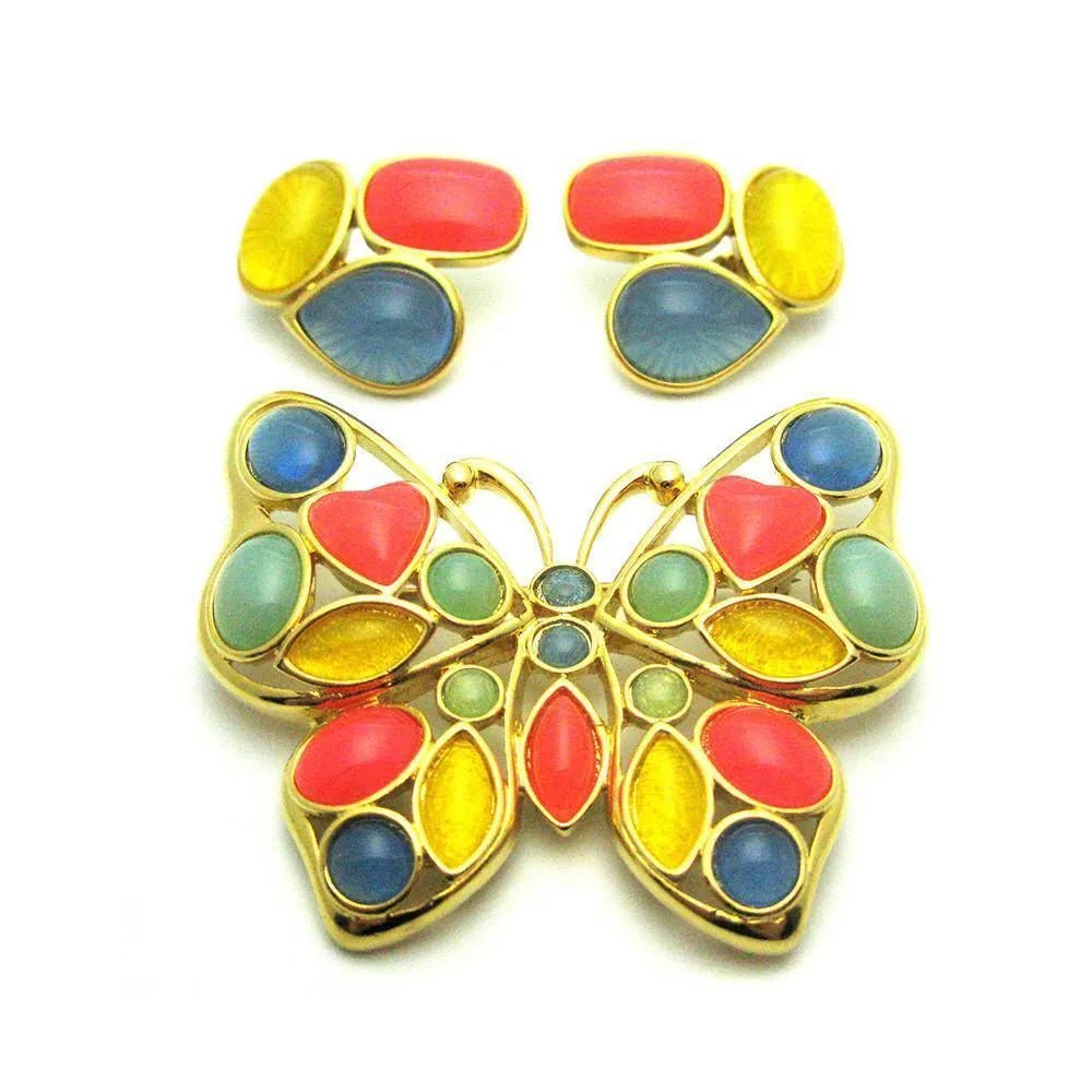 Vintage 1980s Designer Trifari Brooch & Earring Set