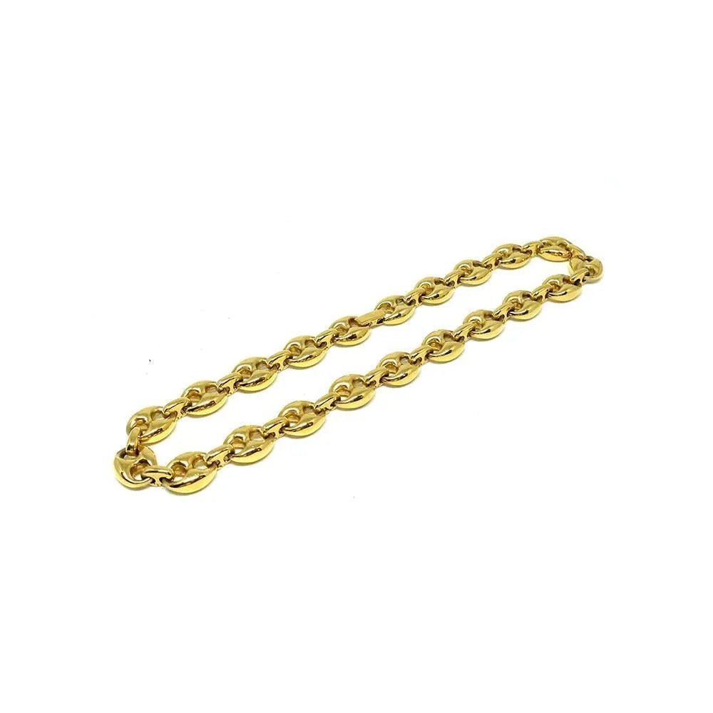 Vintage 1980's Puffed Mariner Link Chain Necklace & Bracelet, view 5