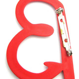 Vintage 1980s Red Plastic 'B' Brooch