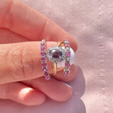 Vintage 1980s Ruby Diamond 9ct Gold Ring
