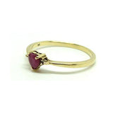 Vintage 1980s Ruby & Diamond Heart 9ct Gold Ring
